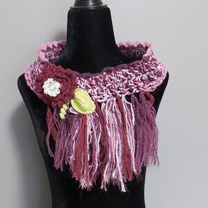 Canadian artist Dotti Rainbow Handcrafted Pink and Purple Fringe Scarf
